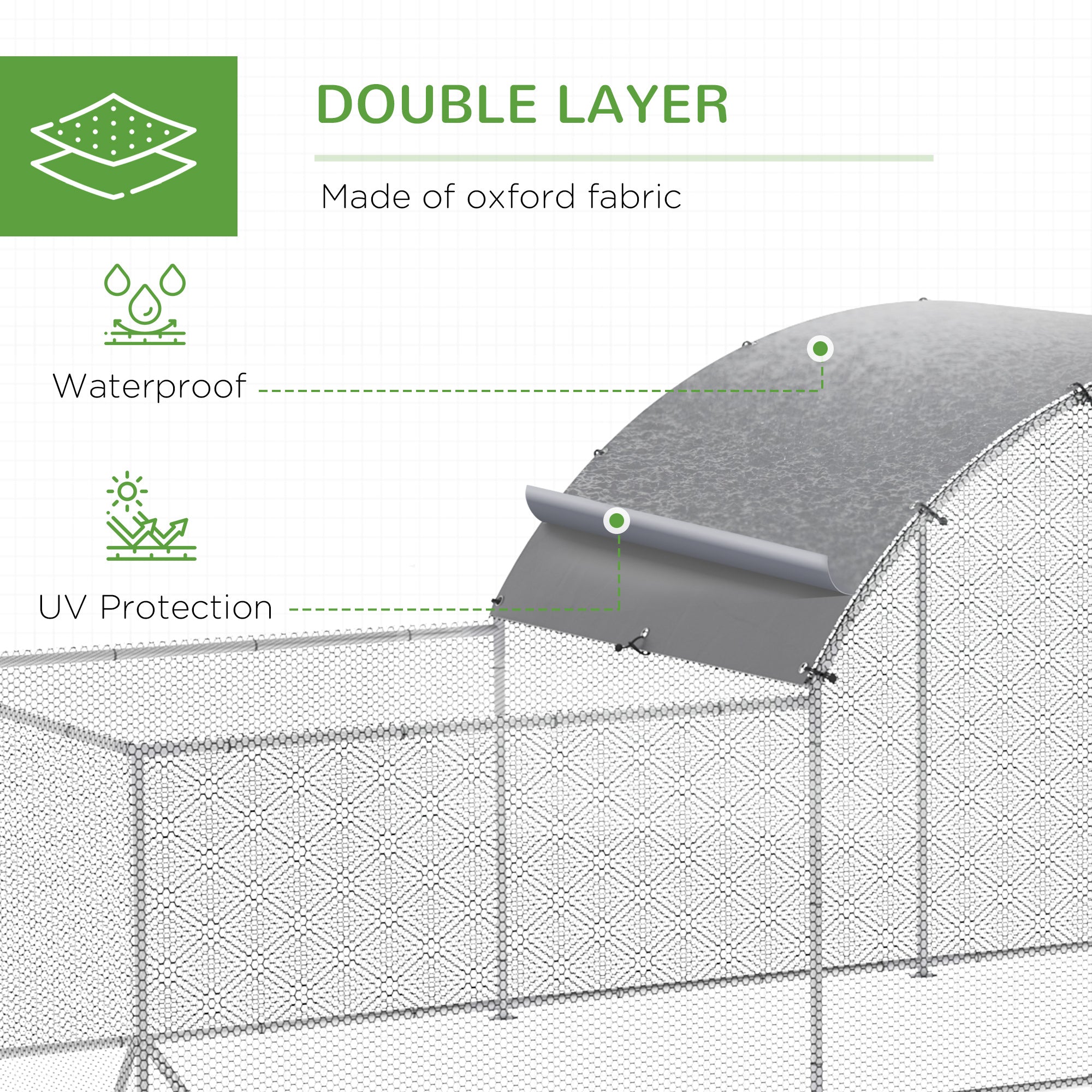 PawHut Chicken Run, 23' x 6.6' Metal Chicken Coop with Waterproof and Anti-UV Cover, Dome Roof, Door, for 12-14 Chickens, Ducks, Rabbits, Sliver