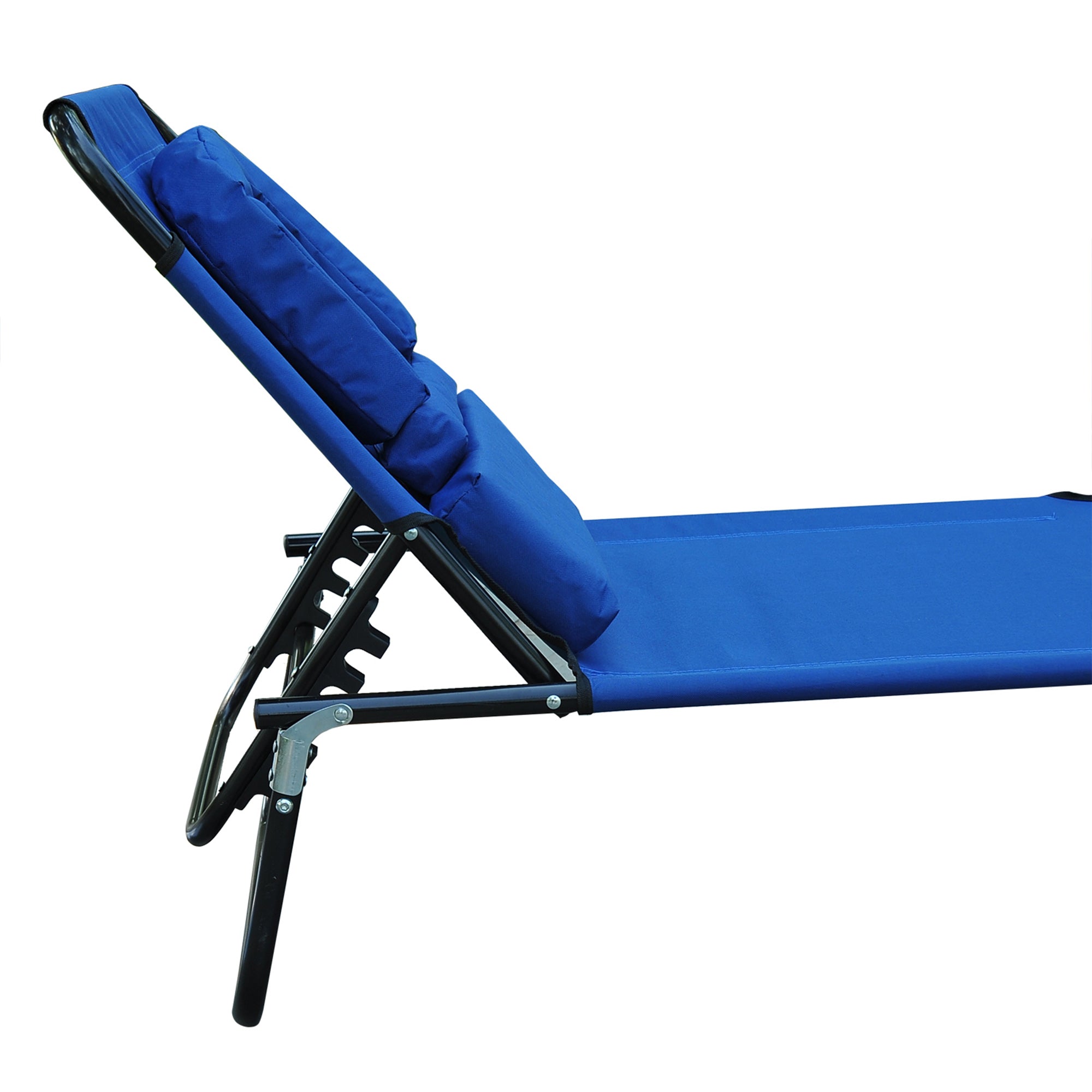 Outsunny Adjustable Garden Sun Lounger w/ Reading Hole Outdoor Reclining Seat Folding Camping Beach Lounging Bed Blue