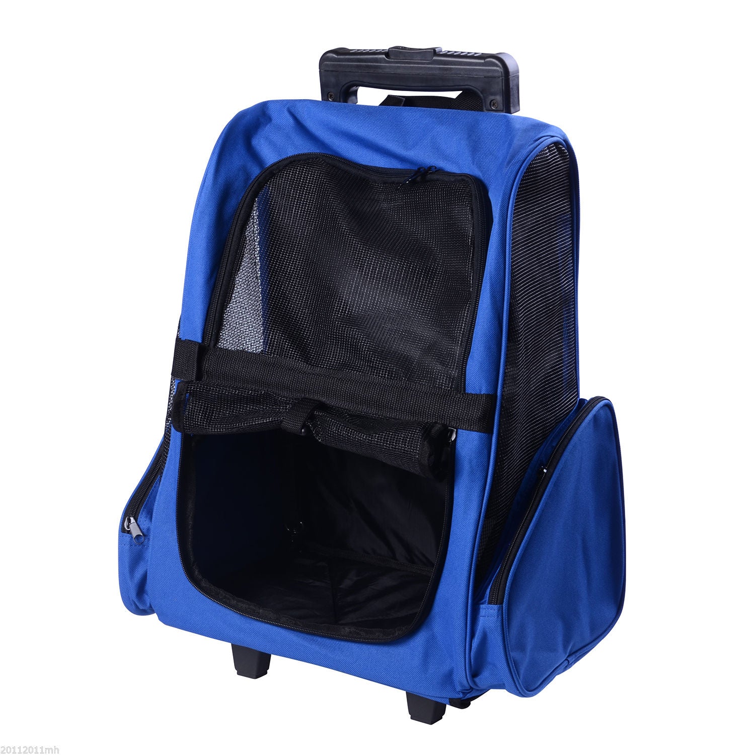 PawHut 2-IN-1 Pet Luggage Box Backpack Carrier Cats Dogs w/ Handle, Rolling Wheel Blue