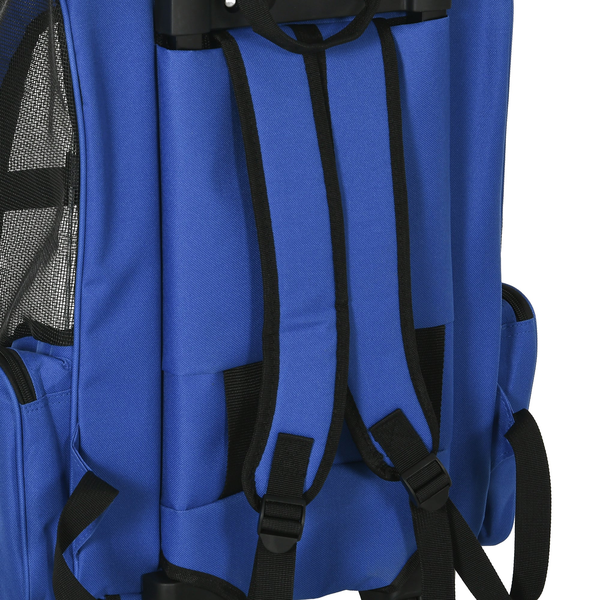 PawHut 2-IN-1 Pet Luggage Box Backpack Carrier Cats Dogs w/ Handle, Rolling Wheel Blue
