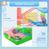 PawHut 5 Tiers Hamster Cage Portable Animal Travel Carrier Habitat with Exercise Wheels Play Tube Water Bottle Dishes House Ladder for Gerbils, Green