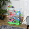 PawHut 5 Tiers Hamster Cage Portable Animal Travel Carrier Habitat with Exercise Wheels Play Tube Water Bottle Dishes House Ladder for Gerbils, Green