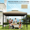 Outsunny 9.8' x 9.8' Square 2-Tier Gazebo Canopy Replacement Top Cover Outdoor Garden Sun Shade, Beige