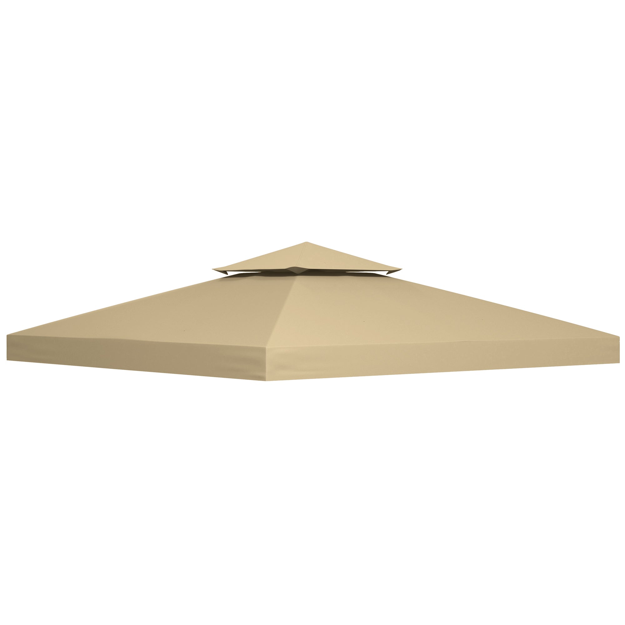 Outsunny 9.8' x 9.8' Square 2-Tier Gazebo Canopy Replacement Top Cover Outdoor Garden Sun Shade, Beige