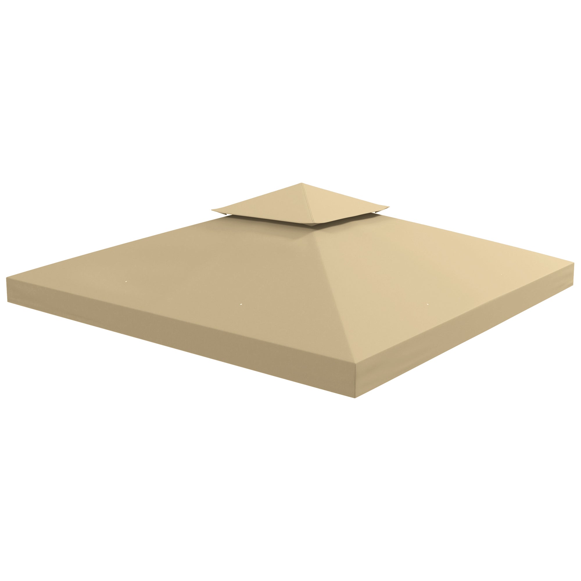 Outsunny 9.8' x 9.8' Square 2-Tier Gazebo Canopy Replacement Top Cover Outdoor Garden Sun Shade, Beige