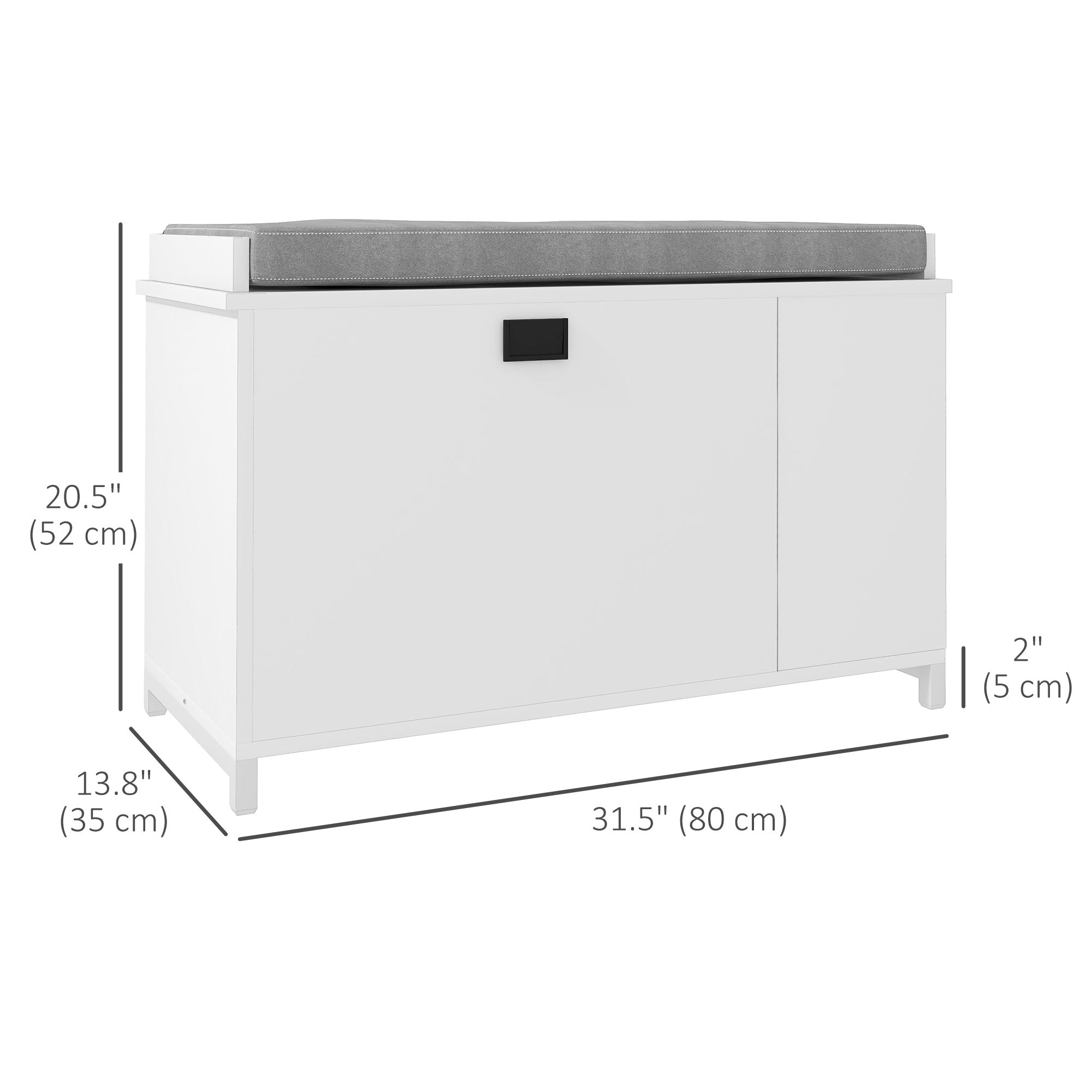 HOMCOM Shoe Bench with Storage, Upholstered Entryway Bench with Flip Drawers, Cushion and 3-tier Side Rack for Living Room, Hallway, White