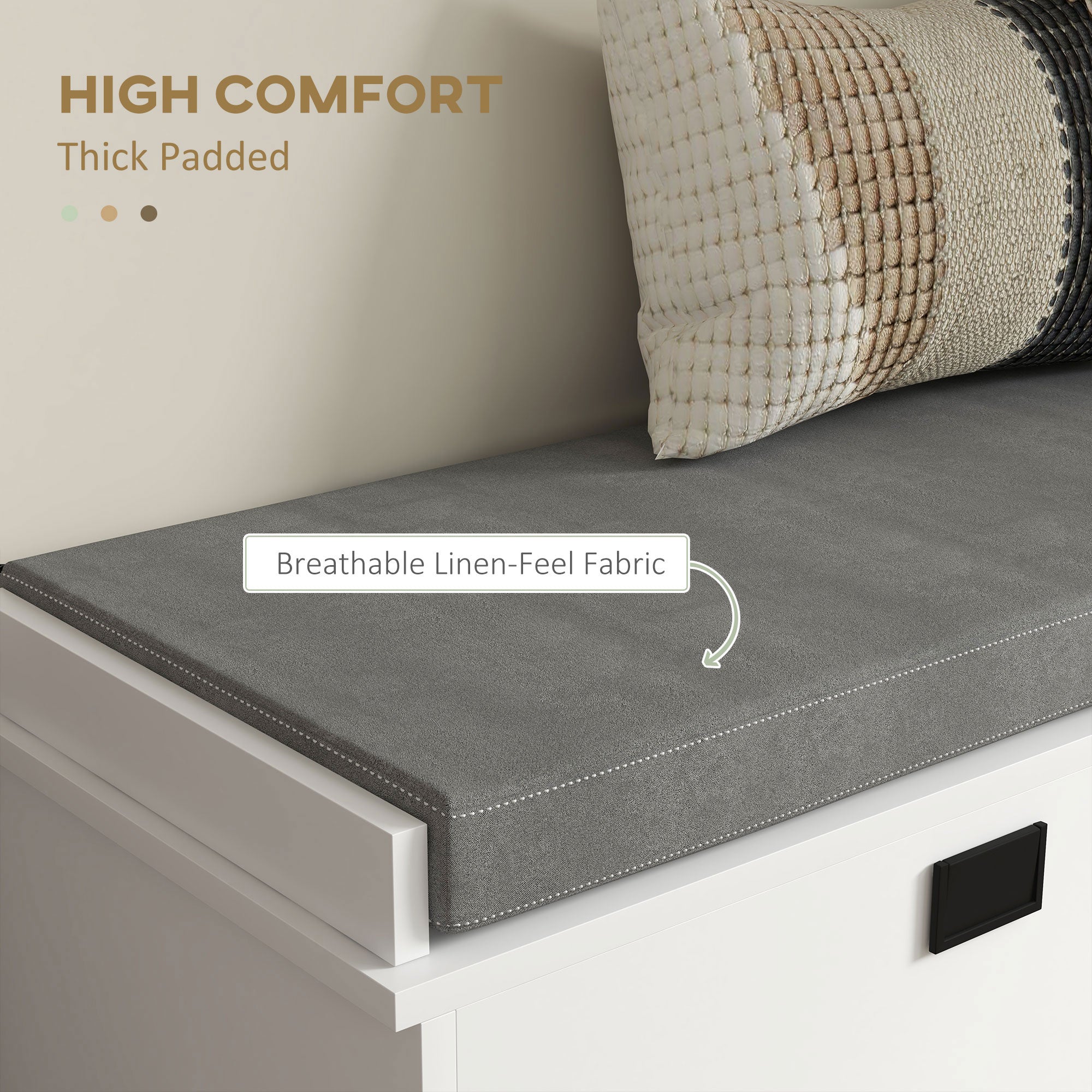 HOMCOM Shoe Bench with Storage, Upholstered Entryway Bench with Flip Drawers, Cushion and 3-tier Side Rack for Living Room, Hallway, White