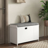 HOMCOM Shoe Bench with Storage, Upholstered Entryway Bench with Flip Drawers, Cushion and 3-tier Side Rack for Living Room, Hallway, White