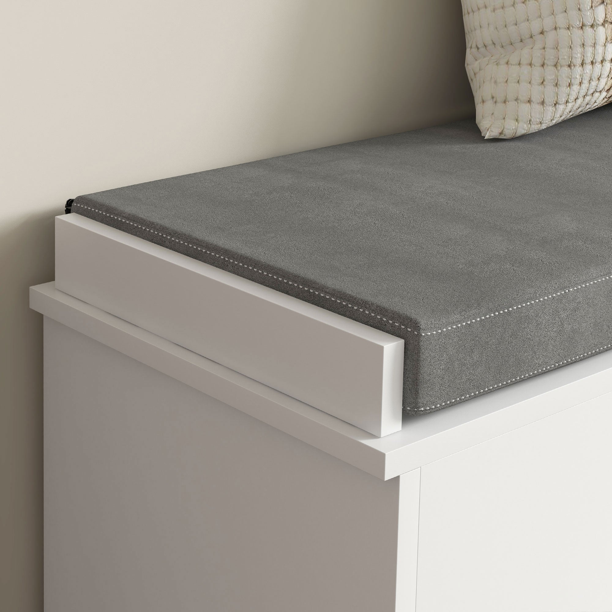 HOMCOM Shoe Bench with Storage, Upholstered Entryway Bench with Flip Drawers, Cushion and 3-tier Side Rack for Living Room, Hallway, White