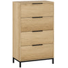 HOMCOM Dresser for Bedroom, 4 Drawer Dresser Tower, Tall Chest of Drawers, Storage Organizer Cabinet for Hallway, Entryway, Closet, Natural Wood Grain