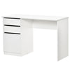 HOMCOM Modern Computer Desk, Home Office Desk for Study, Writing Workstation with Storage Drawer and Cabinet for Living Room, White