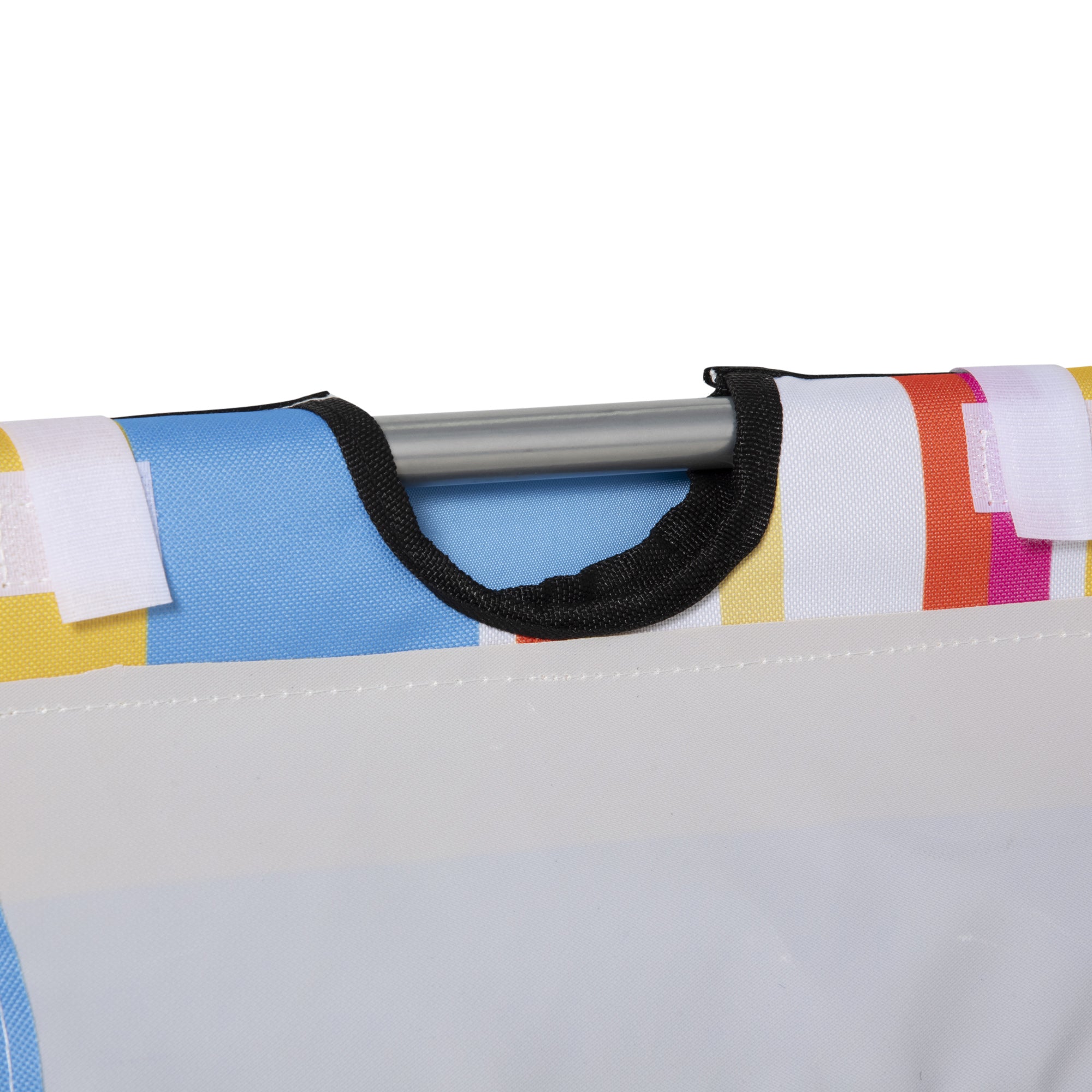 Outsunny Set of 2 Beach Lounge Chair Sun Lounger, Folding Ground Beach Mat w/ Adjustable Back, Steel Frame, Head Pillow and Carry Bag for Backyard Lakeside, Colorful Stripes