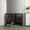 PawHut 31.5"H Foldable Dog Gate with Door, 3 Panels Freestanding Pet Gate Barriers Indoor with Support Feet, Puppy Fence for Small Medium Dogs, Black