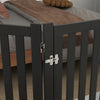 PawHut 31.5"H Foldable Dog Gate with Door, 3 Panels Freestanding Pet Gate Barriers Indoor with Support Feet, Puppy Fence for Small Medium Dogs, Black