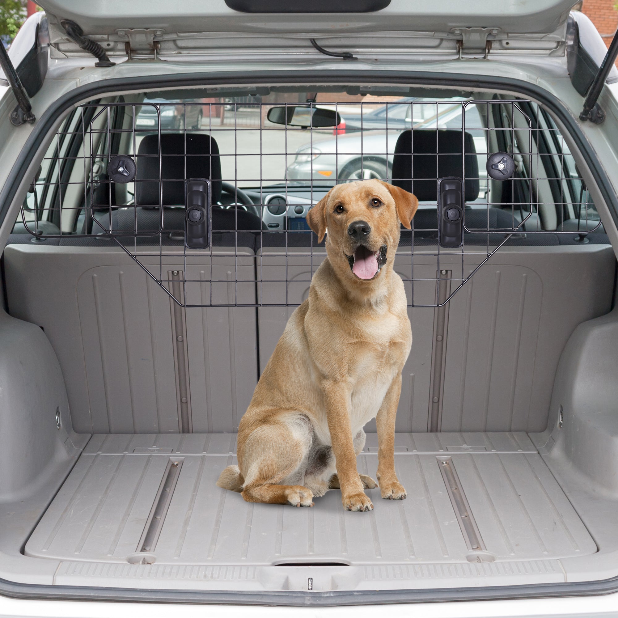 PawHut Heavy Duty Pet Dog Guard Wire Mesh Car Barrier Adjustable  Auto SUVs Vehicle Fence Safety Grill Black