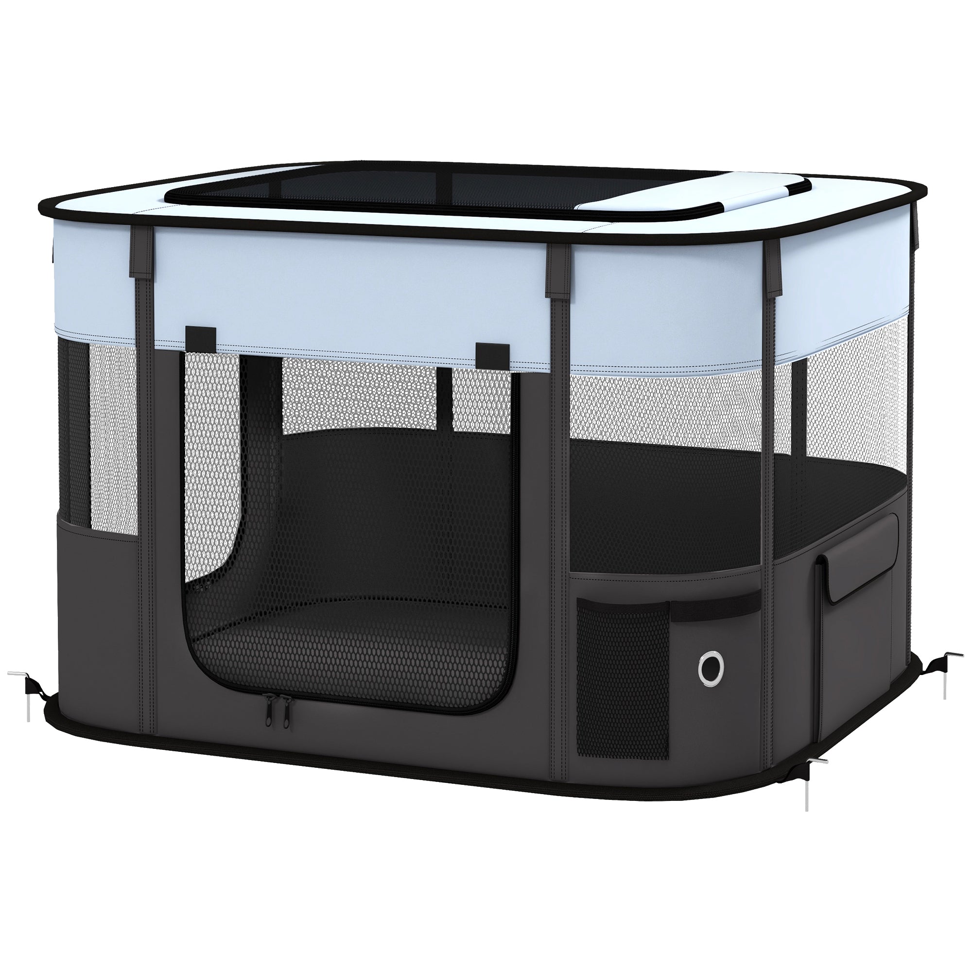 PawHut Dog Pen, Pet Playpen, Portable Foldable Dog Cat Playpen Soft Dog Cage with Storage Bag for Puppies, Rabbits, Kittens, Guinea Pigs, 74 x 60 x 45cm - Grey