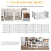 PawHut Wooden Pet Gate, Dog Safety Barrier, Freestanding Foldable Fence, w/ 6 Panels, 2 Support Feet, for House Doorway Stairs, Small & Medium Dogs, White