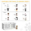 PawHut Wooden Pet Gate, Dog Safety Barrier, Freestanding Foldable Fence, w/ 6 Panels, 2 Support Feet, for House Doorway Stairs, Small & Medium Dogs, White