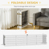 PawHut Wooden Pet Gate, Dog Safety Barrier, Freestanding Foldable Fence, w/ 6 Panels, 2 Support Feet, for House Doorway Stairs, Small & Medium Dogs, White