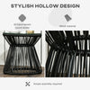 Outsunny Freestanding End Table, Round Hollow Drum Design Side Table with Round PE Rattan and Tempered Glass Tabletop for Patio, Garden, Balcony, Black