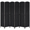 HOMCOM 6 Panels Room Divider, 6 Ft Tall Indoor Portable Folding Privacy Screens, Hand-Woven Double Hinged Freestanding Partition Wall Divider for Home Office, Black