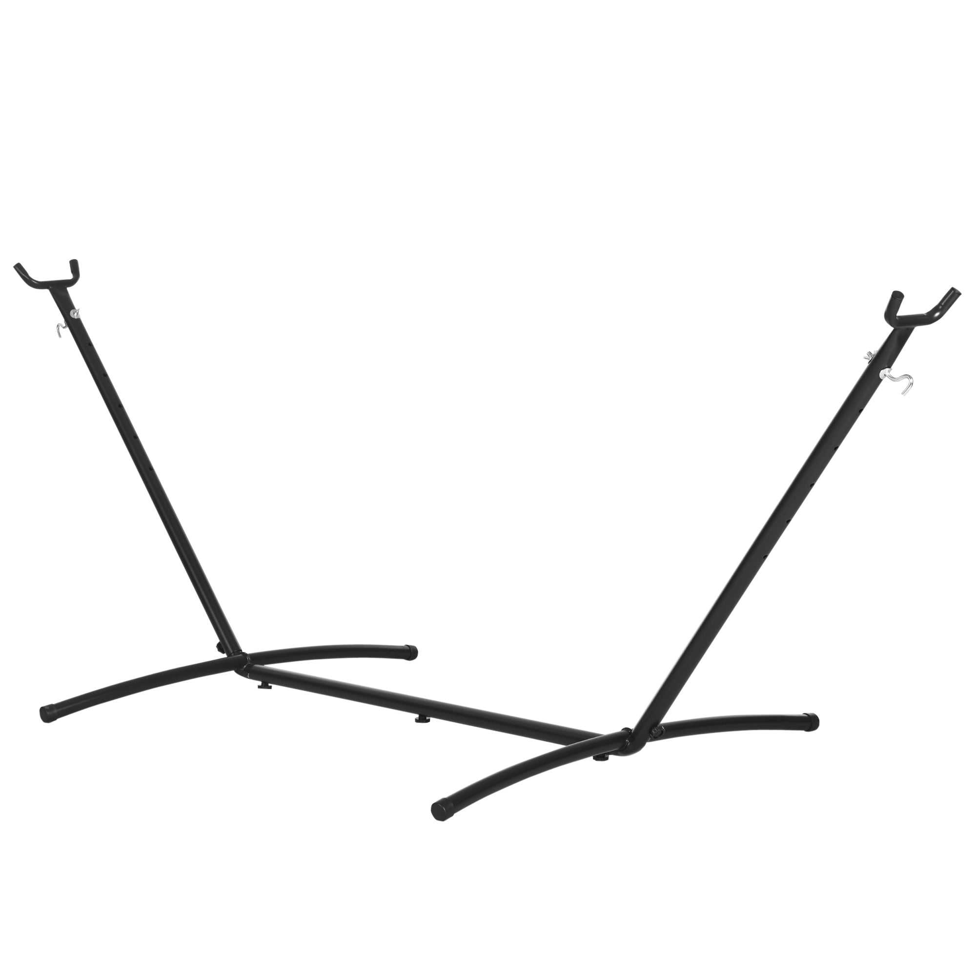 Outsunny 9.2'L Adjustable Hammock Stand Only, Heavy Duty Universal Garden Outdoor Camping Picnic Sun Bed Swing Metal Frame w/ Six Holes to Adjust, Black