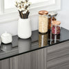 HOMCOM High Gloss Buffet Sideboard with 2 Drawers, 3 Doors and Adjustable Shelf, Kitchen Storage Cabinet with Push Open Design, Grey and Black