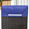 Outsunny Wicker Chaise Lounge, Outdoor Lounge Chair, PE Rattan Patio Sun lounger with Head-rest, 5-Level Height Adjust Backrest, Cushion, & Wheels, Deep Coffee and Navy Blue