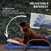 Outsunny Wicker Chaise Lounge, Outdoor Lounge Chair, PE Rattan Patio Sun lounger with Head-rest, 5-Level Height Adjust Backrest, Cushion, & Wheels, Deep Coffee and Navy Blue