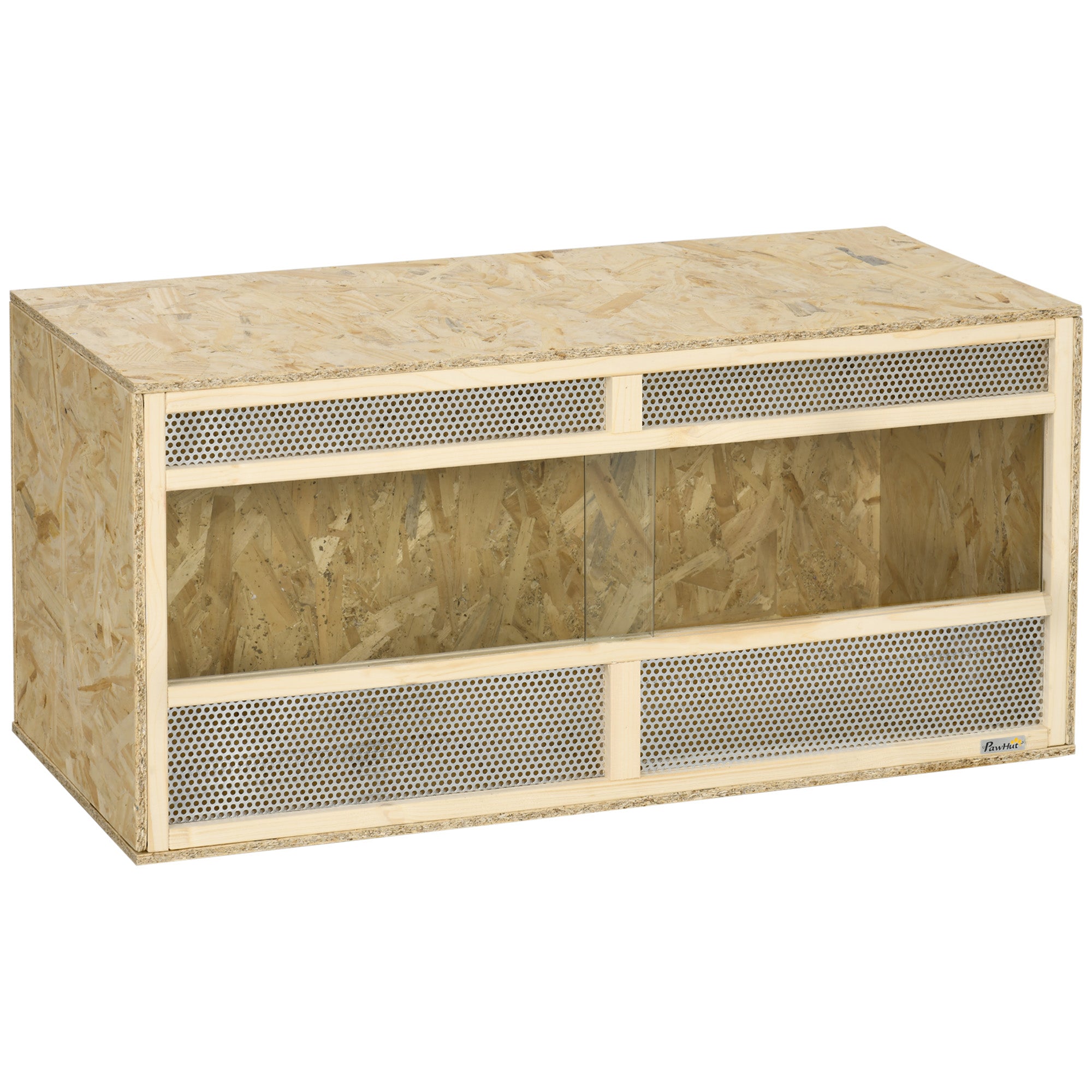 PawHut Reptile Terrarium Vivarium Habitat w/ Transparent Sliding Doors, Breathable Mesh, for Lizards, Horned Frogs, Snakes and Chameleons, 100 x 47 x 47cm