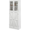 HOMCOM Tall Bathroom Cabinet, Modern Bathroom Storage Cabinet with Glass and Barn Doors, 5-Tier Floor Cabinet, White