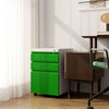 Vinsetto Metal Filing Cabinet with 3 Drawers, Vertical File Cabinet with Lock, Mobile Office Cabinet with Wheels for Legal, Letter, A4 Files, Green