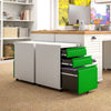Vinsetto Metal Filing Cabinet with 3 Drawers, Vertical File Cabinet with Lock, Mobile Office Cabinet with Wheels for Legal, Letter, A4 Files, Green