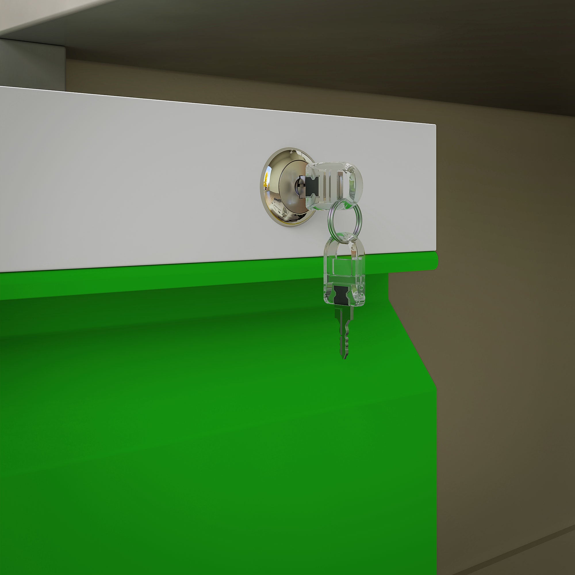 Vinsetto Metal Filing Cabinet with 3 Drawers, Vertical File Cabinet with Lock, Mobile Office Cabinet with Wheels for Legal, Letter, A4 Files, Green