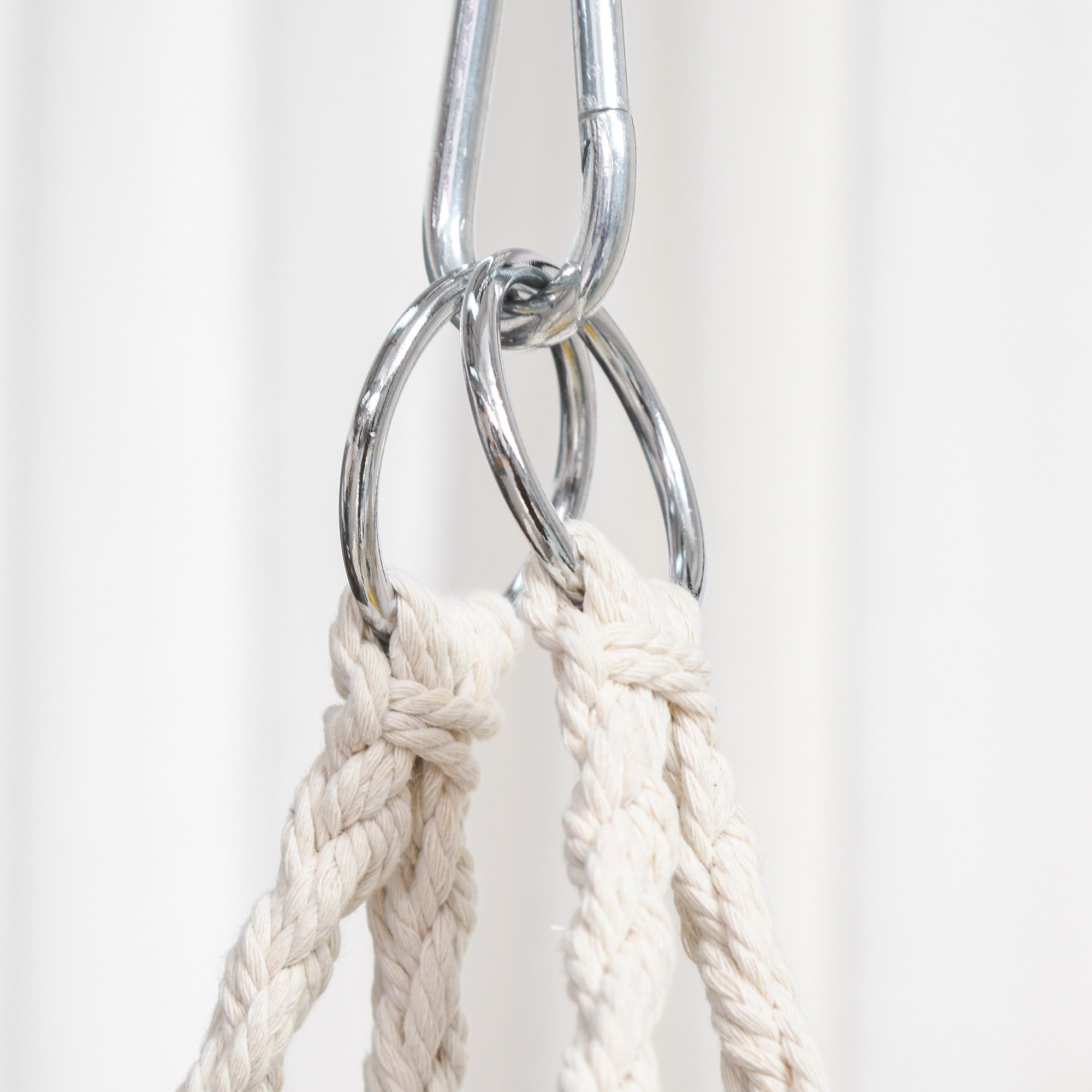 Outsunny Hanging Hammock Chair, Cotton Rope Porch Hammock Swing with Metal Frame and Cushion, Large Macrame Seat for Patio, Garden, Bedroom, Living Room,  Cream White