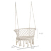 Outsunny Hanging Hammock Chair, Cotton Rope Porch Hammock Swing with Metal Frame and Cushion, Large Macrame Seat for Patio, Garden, Bedroom, Living Room,  Cream White