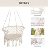 Outsunny Hanging Hammock Chair, Cotton Rope Porch Hammock Swing with Metal Frame and Cushion, Large Macrame Seat for Patio, Garden, Bedroom, Living Room,  Cream White