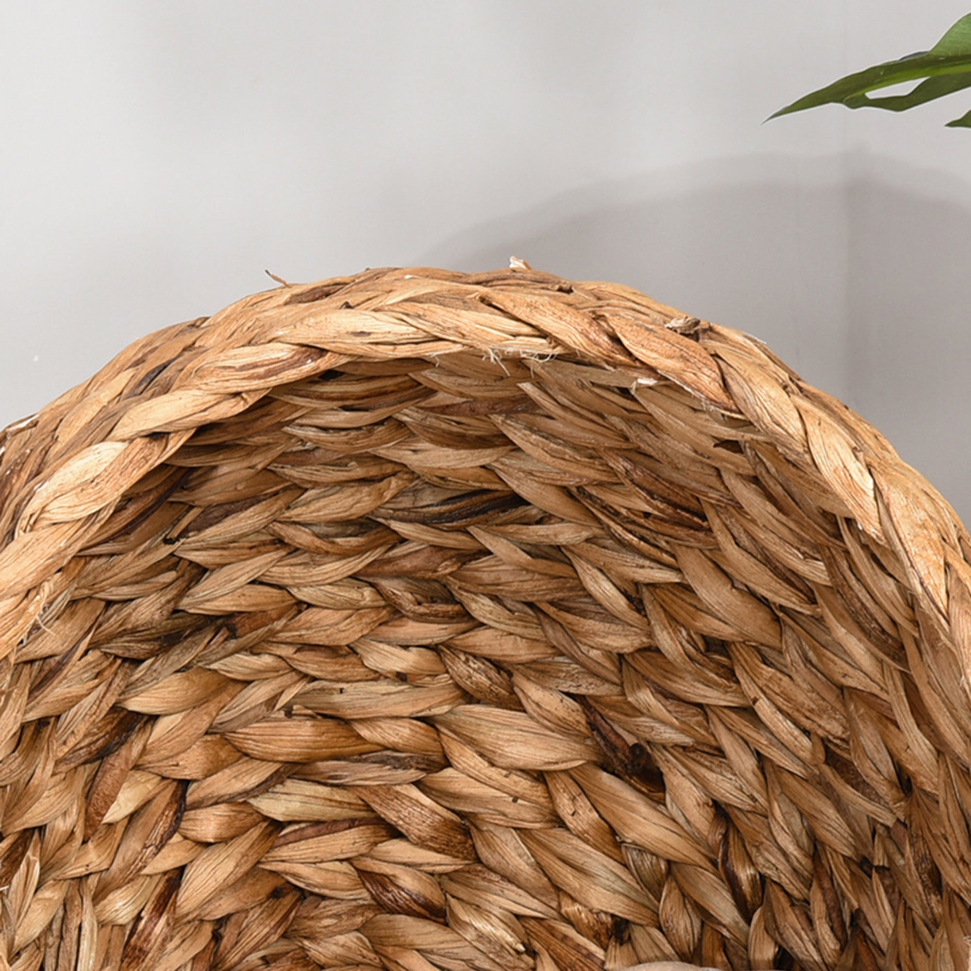 PawHut 20” Banana-Leaf Hooded Elevated Cat Condo Ball Bed Kitty House Pet Furniture w/ Mat (Pattern1-small)