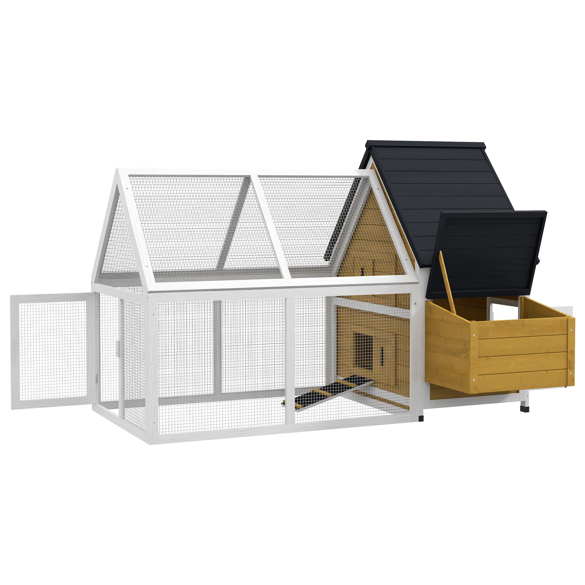 PawHut 65" Chicken Coop Wooden with Detachable Run, Outdoor Chicken House Poultry Cage Hen with Nesting Box, Removable Tray, Roosting Bars, Ramp, for Garden Backyard, Natural