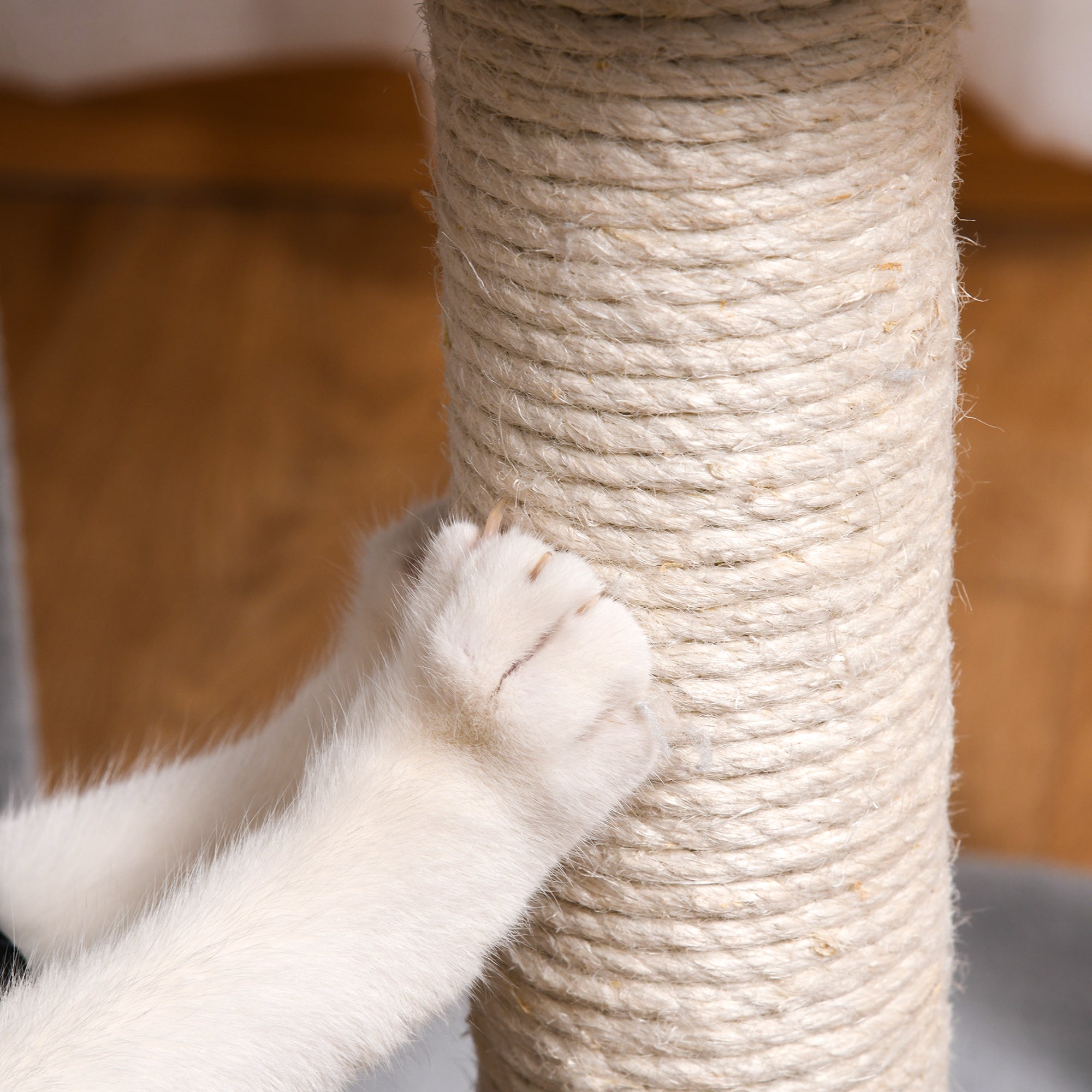 PawHut Cat tree Tower for Indoor Cats 158cm Climbing Kitten Activity Centre with Sisal Scratching Post Perch Hanging Ball Hammock Condo Toy Light Grey