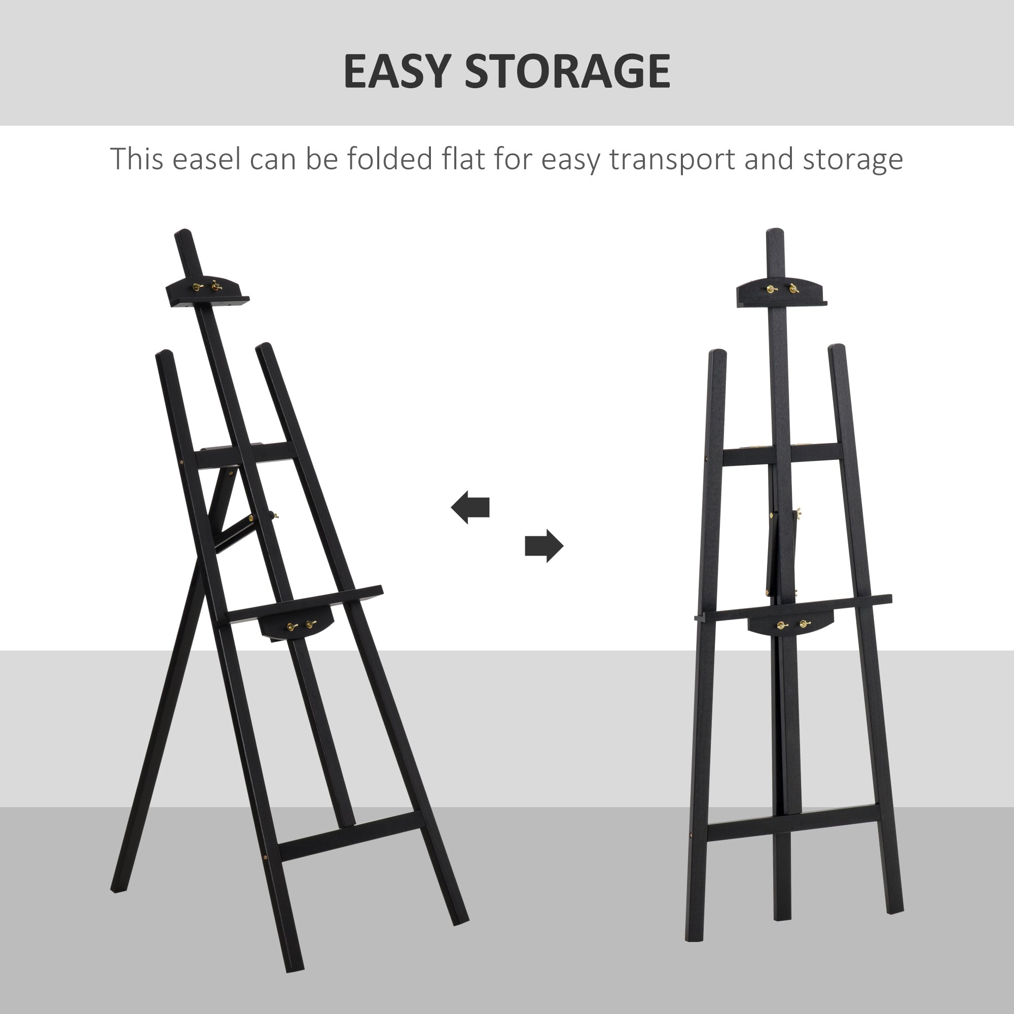 HOMCOM 55" Beech Wood Adjustable Folding Art Easel Stand that Tilts up to 75° with Sturdy Material, Black