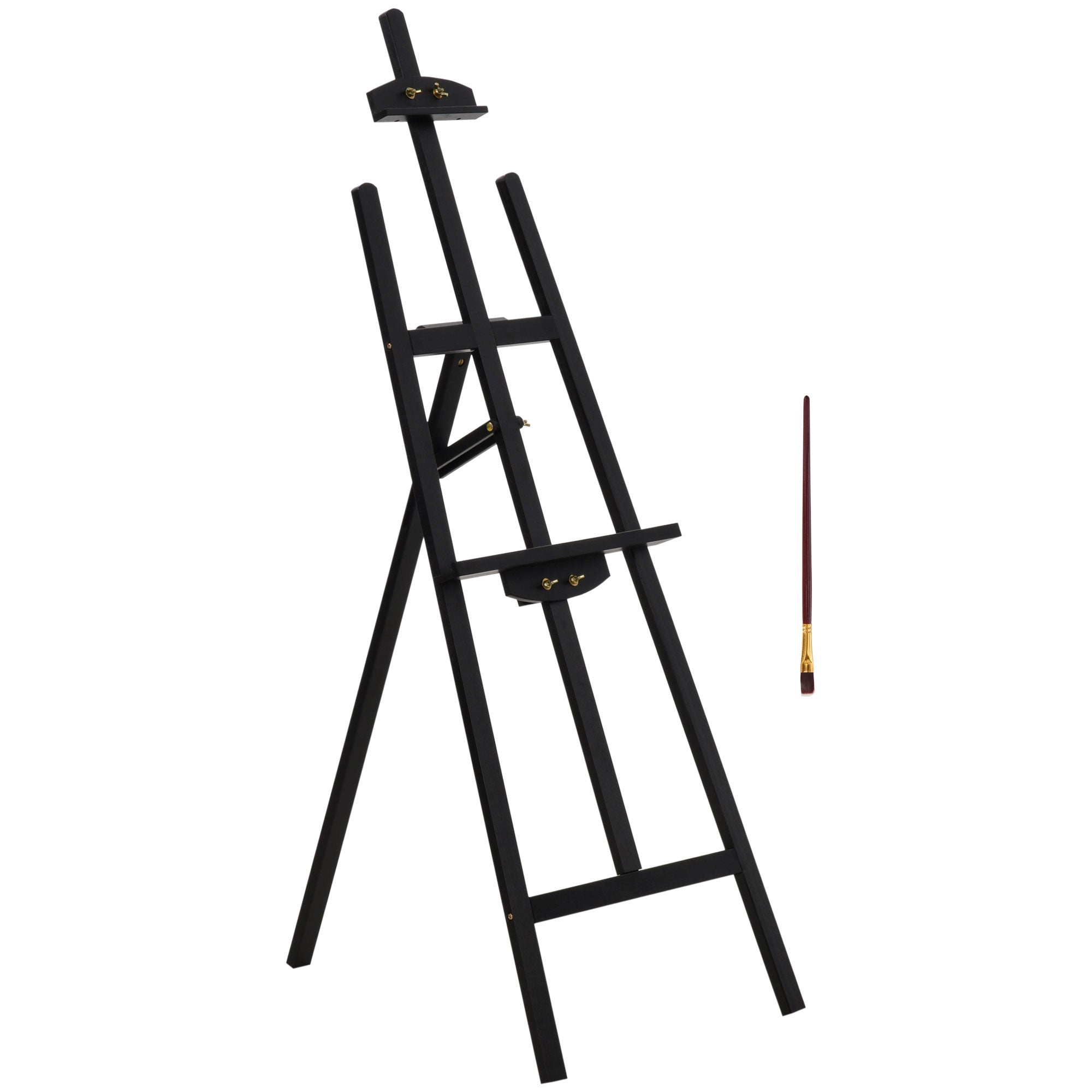 HOMCOM 55" Beech Wood Adjustable Folding Art Easel Stand that Tilts up to 75° with Sturdy Material, Black