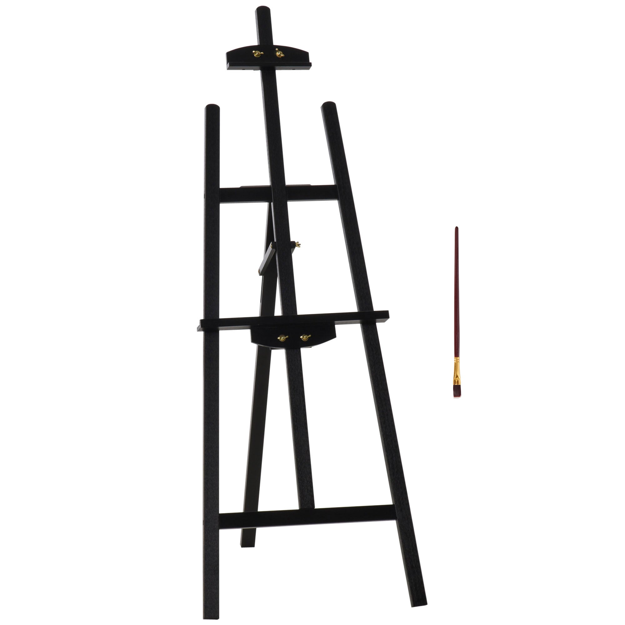 HOMCOM 55" Beech Wood Adjustable Folding Art Easel Stand that Tilts up to 75° with Sturdy Material, Black