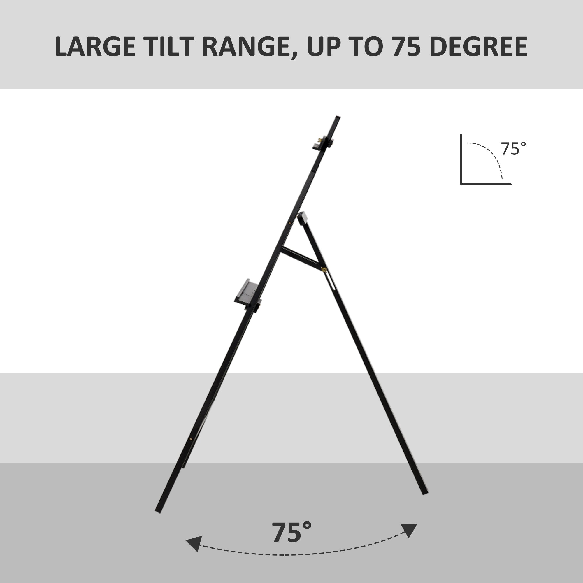 HOMCOM 55" Beech Wood Adjustable Folding Art Easel Stand that Tilts up to 75° with Sturdy Material, Black