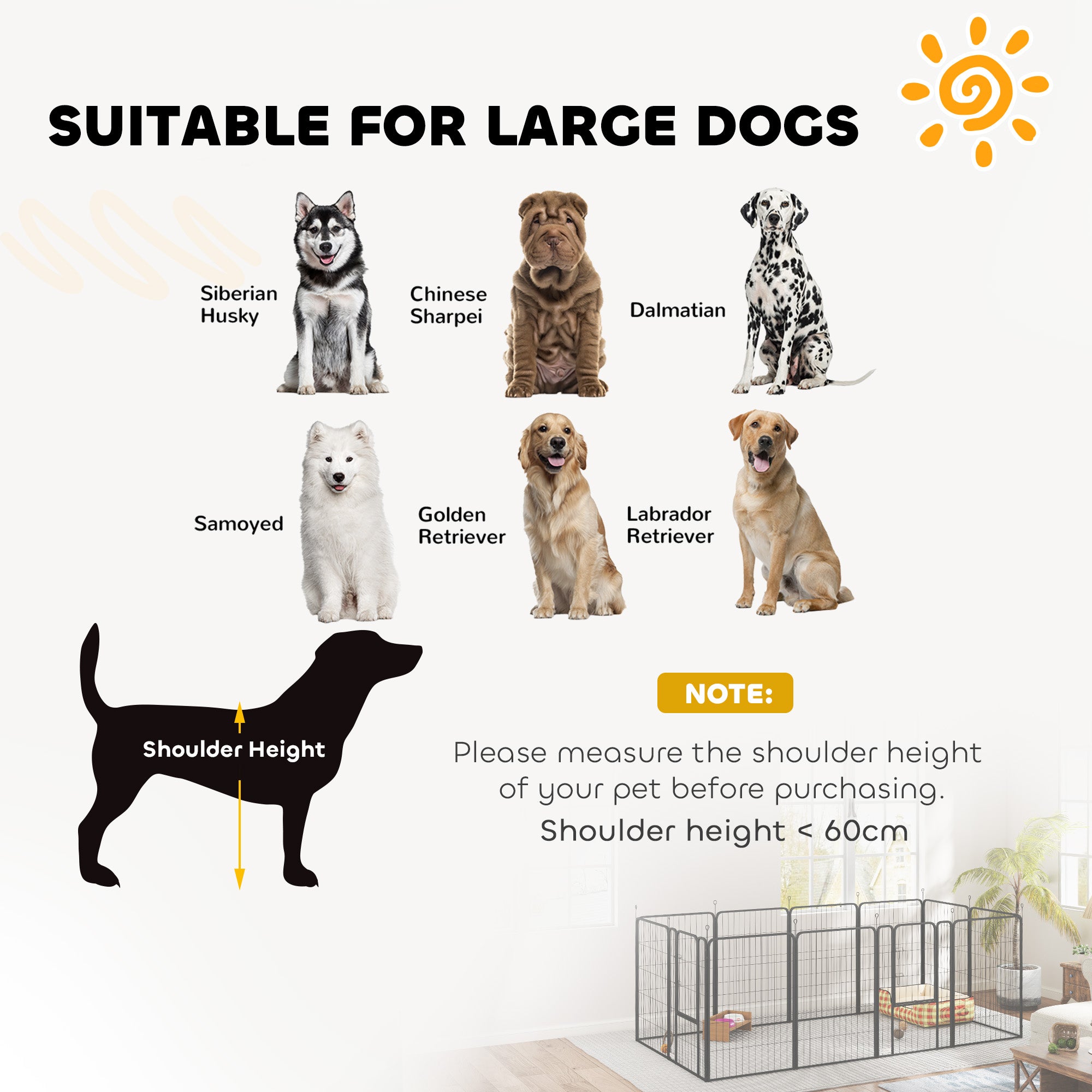 PawHut Dog Pen, 12 Panels Puppy Pen, Heavy Duty Dog Playpen, Portable Detachable Dog Exercise Pen Animal Enclosure for Large Dogs, 100cm High, Black