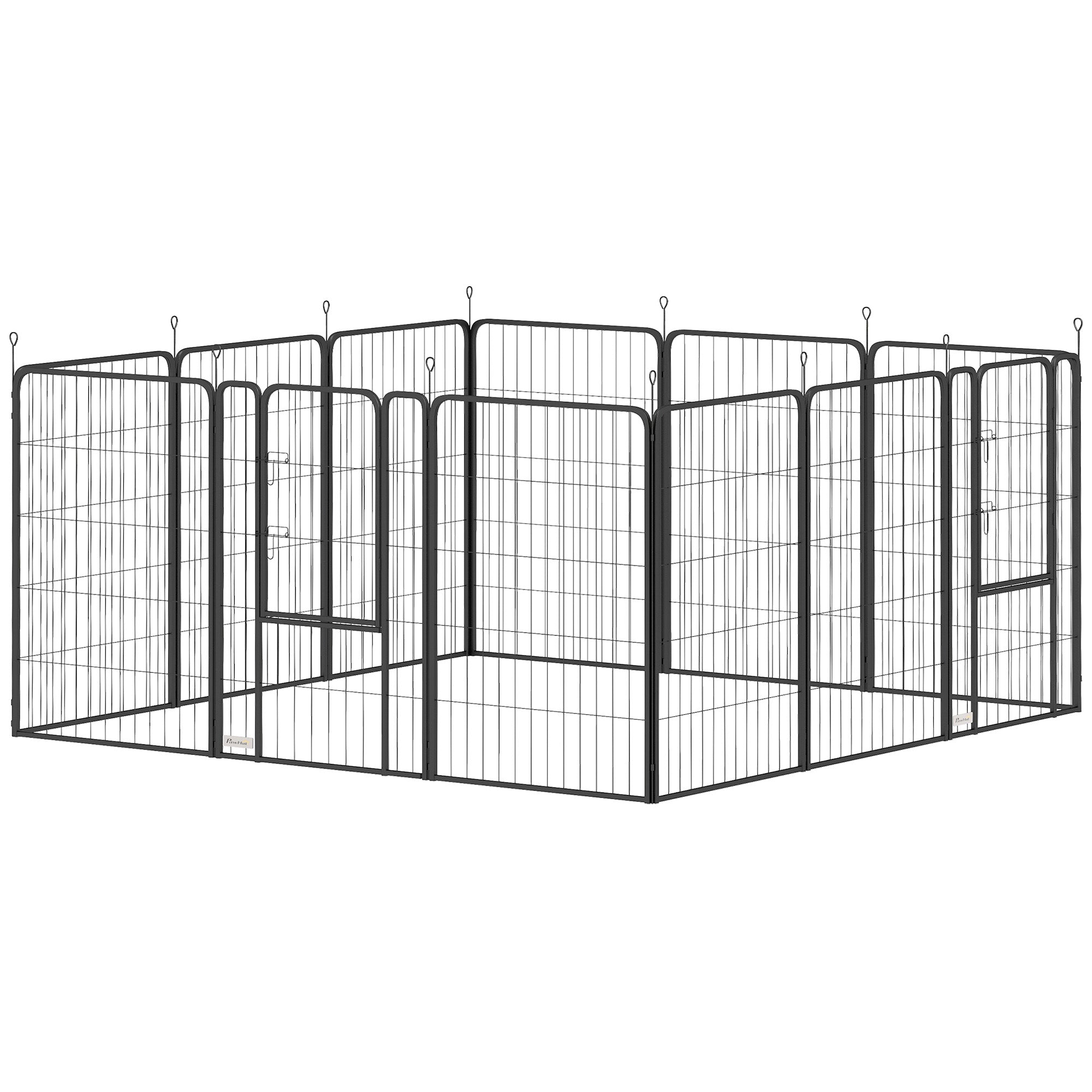 PawHut Dog Pen, 12 Panels Puppy Pen, Heavy Duty Dog Playpen, Portable Detachable Dog Exercise Pen Animal Enclosure for Large Dogs, 100cm High, Black