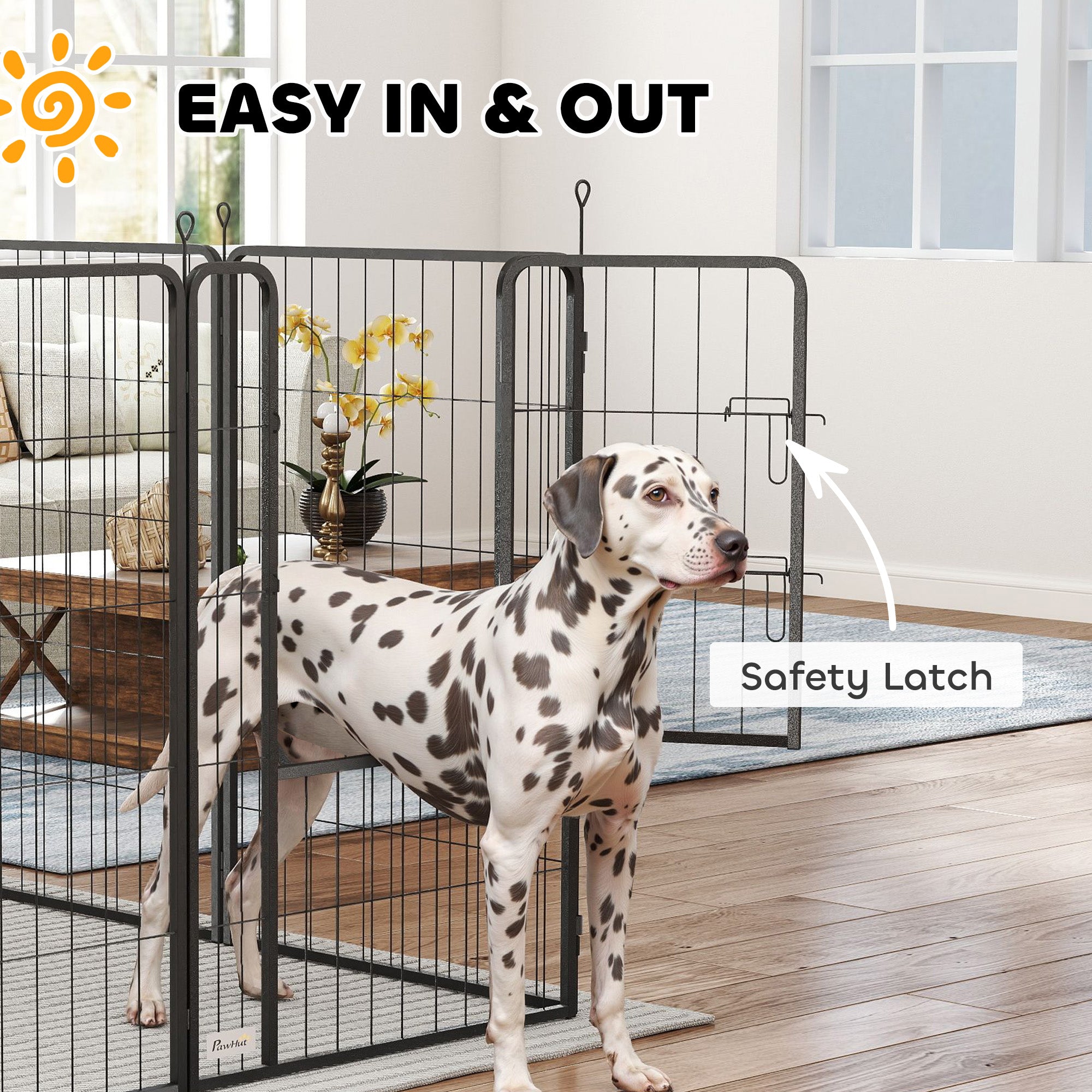 PawHut Dog Pen, 12 Panels Puppy Pen, Heavy Duty Dog Playpen, Portable Detachable Dog Exercise Pen Animal Enclosure for Large Dogs, 100cm High, Black