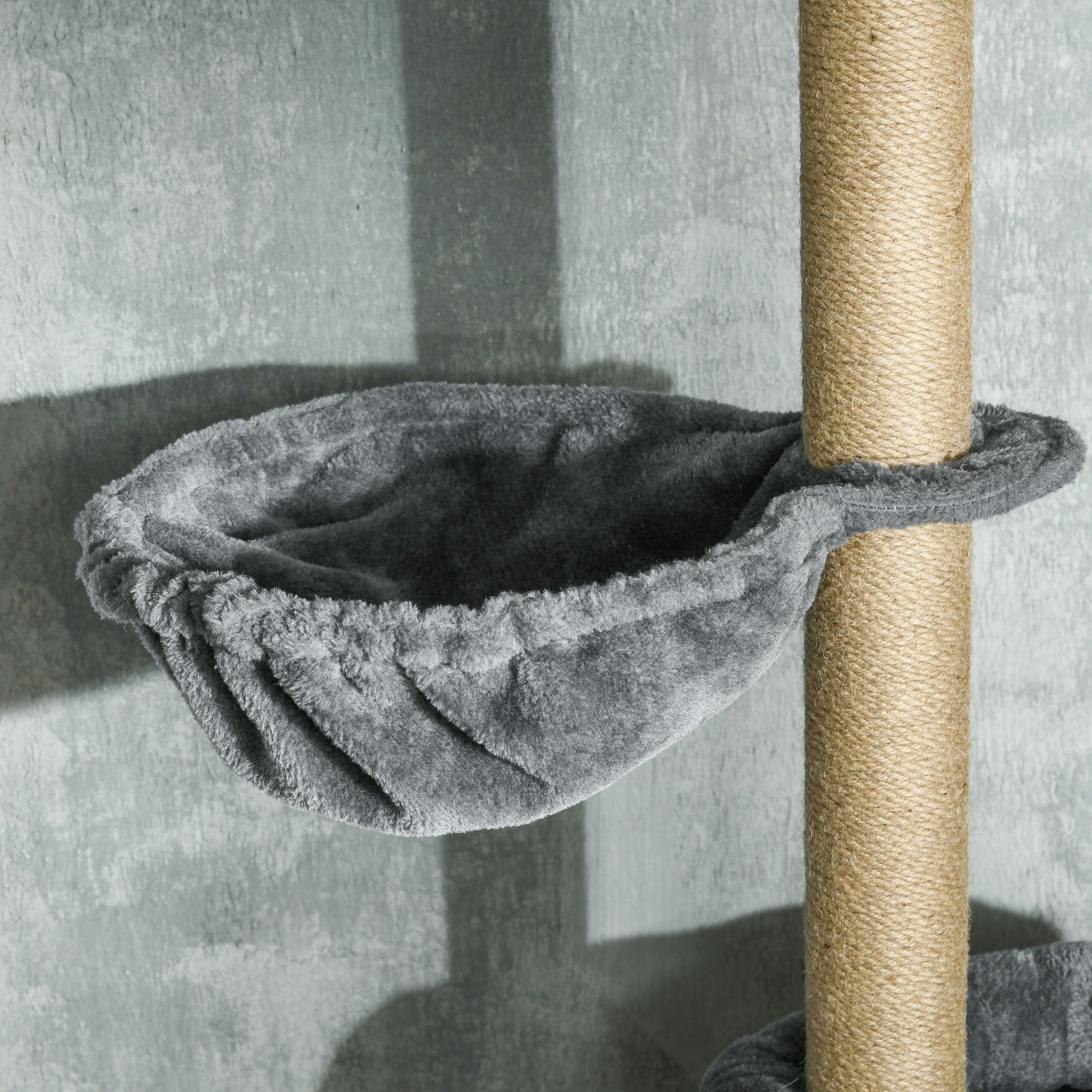 PawHut Floor to Ceiling Cat Tree, 90.5" - 98.5" Adjustable Height Cat Tower with Scratching Post, Dangling Balls, Platforms, Bed, Hammock, Grey