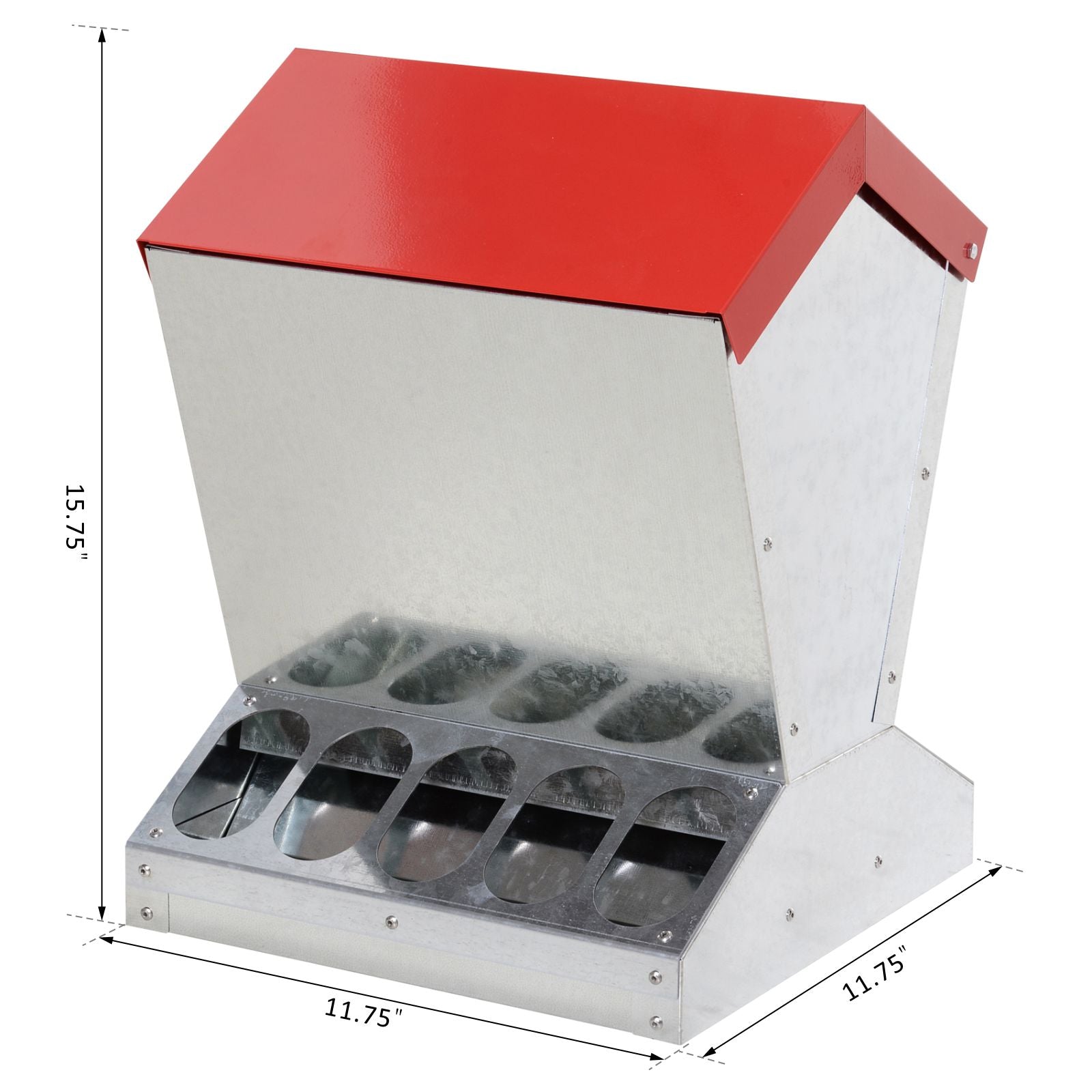 PawHut Automatic Chicken and Poultry No-Waste Feeder with Protective Lid for up to 10 Chickens, Holds 25lbs of Feed