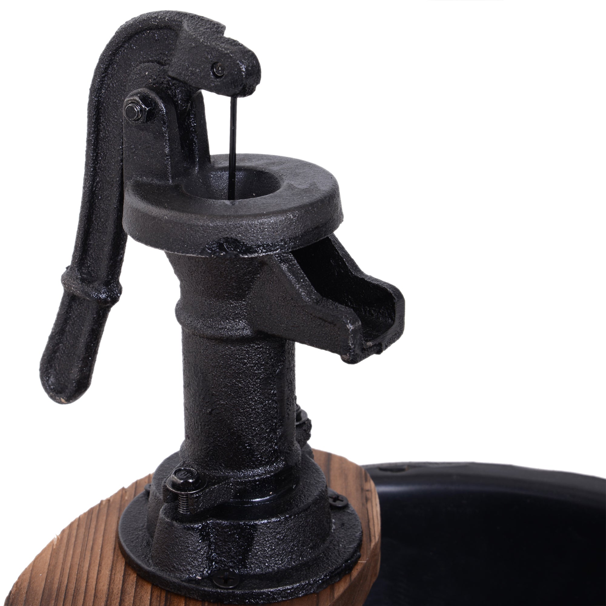 Outsunny 23" Tall Wooden Outdoor Fountain, 2 Tiers Electrical Apple Barrel Waterfall with UL Certified 3600r/min Speed Pump, Rustic Garden Decor for Patio, Backyard, Carbonized